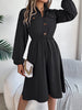 Autumn Winter Dresses for Women Casual Solid Color Button Tie Up Long Sleeved Shirt Dress Blue Green Black Red Woman Clothing