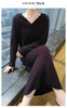 100%Pure Mink Cashmere Knitted Dress Ladies Hooded Collar Large Size Long Skirt Casual High Waist Hooded Skirts Autumn Dress