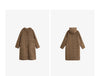 Women Woolen Long Coat Winter Nomadic Style Sheep Wool Plaid Hooded Cow Horn Buckle Female Overcoat
