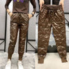 Autumn Winter Cotton Trousers Women's Snow Waterproof Warm Pants Winter Drawstring Thicken Casual Harem Pants