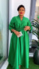 Women Elegant Shiny Satin Loose Party Dress V Neck Beading High Waist Long Gowns Formal Celebrate Evening Event Birthday Robes