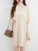 Turtleneck Sweater Women's Pullovers 100% Merino Wool Long Sweater Dress Fall Winter Warm Long Sleeve Knit Jumper Female Dresses