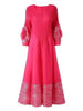 Women's Dress With Flower Ruffles Sleeves Round Neck Loose Big Size Long Dresses 2DB1142