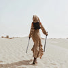 2 Pieces Set Women's Jacquard Knit Hooded Dress+Oversleeves Sets Desert Holiday Travel Wear Sand Dune Wasteland Style Dresses