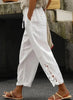 Women's Pants Elastic Waist Solid Color Lace Spliced Drawstring Pocket Simple Basic Casual 9-point Pants