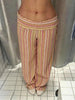 Colorful Striped Wide Leg Trousers Women Bohemian High Waist Multi-color Panelled Slim Straight Pants Lady Beachwear