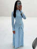 Elegant Long Sleeve Ruched Sexy Maxi Dress Women Gown Autumn Draped Bodycon Long Dresses Female Clothing