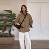 Women Reversible Double Sided Jacket Coat Stand Collar Plaid Loose Fit Warm Coats Casual Office Work Outerwear Spring