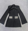 Black Women's Diamond Cloak Sleeve Design Bandage Mini Dress Long Sleeve Elegant Birthday Party Wedding Guest