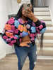 Elegant Women Button Front Floral Appliques Long Sleeve Jacket Thick Warm Winter Streetwear Outwear