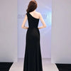 Host evening dress, light, niche one shoulder black long dress, fishtail, one shoulder dress, female