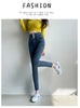 Women's High Waist Stretch Jeans Blue Black Gray and Versatile Multi-button Slim Denim Long Pants Female