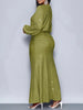 Shiny Women's Dress Spring Autumn O-neck Long Sleeve Slim Hips Banquet Long Dress Female Pleated Party Fishtail Dresses