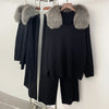 Reality Fur Jacket Pullover Set Woman Spring Knitted Suit Knitwear Female Real Fox Fur Collar Sweater Lady Autumn Knitted