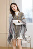 Ethnic Style Cape Oversized Sweater Jacket Women Loose Patchwork Warm Long Scarf Knitted Cardigan Woman