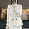 Autumn Winter Round Neck Embroidery Comfortable Ladies Sweater Coat Elegant Women Knitted Cardigan Sweater Jacket