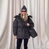 Printed Women's Winter Down Jacket With Hood Zipper Slim Long Sleeve Warm Thicken Quilted Padded Jackets Outerwears