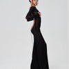Black Long Sleeve Transparent Lace Dress for Women Sexy Floor-length Evening Dress Slim Party Club Dresses Red Christmas Dress