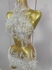 Stock Women Sexy Mesh See Through Pearl Lace Party Mini Dress Celebrate Birthday Photo Shoot Wear Performance Stage Costume