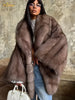 Women Solid Faux Fur Coat Elegant Lapel Collar Long Flare Sleeve Loose Jackets Winter Warm Female Chic High Street Outerwear