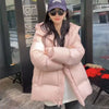 Women Down Cotton Jacket Drawstring Waist Slim Cotton Padded Jacket Winter Warm Thicken Cotton Coat Women Hooded Parkas
