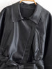 Women Black Short Faux Leather Trench Coat Long Sleeve Lapel Jacket With Belt Vintage Lady Motorcycle Jacket Outwear