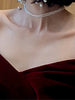 Spring Long Elegant Wine Red Soft Velvet Evening Party Wedding Dresses for Women Off Shoulder Maxi Dress