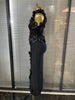 Black Red Women Shining Sequins Florals Sexy O-Neck Bodycon Bandage Long Dress Evening Party Christmas Birthday Outfit