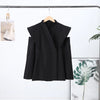 Cold Shoulder Blazer Women Elegant Double Breasted V-neck Long Sleeve Waist-Closed Jackets Spring Streetwear Lady