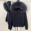 Knitwear Cardigan Women Spring Knitted Jacket Female Autumn Hooded Real Fox Fur Coat Natural Short Fur Coat Casual