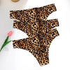 WarmSteps 3Pcs/Set Sexy Leopard Thongs Women's Panties Thongs Female Underwear Seamless Printed Panties Ice Silk Briefs