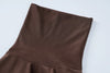 Turtleneck Long Sleeve Bodycon Dress Women Tight Elastic Lace-up Maxi Dresses Winter Evening Party Curvy Robe Red Brown