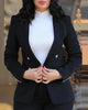 2Pcs Women's Solid Color Suit + Trousers Two-Piece Set Slim Fit Business Double Breasted Formal Female Clothes Outfit