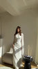 Spring Wine Red Stand Collar Long Sleeve Slim Fit Slit Long Dress Women Elegant Temperament Flowy Gown