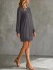 Simple Solid Color Women Sweatshirt Dress Crew Neck Long Sleeve Loose Fit Mini Dresses With Pockets Street Outfit