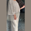 Sequined Tassel Oversized Shawl Tops Women Sexy Roud Neck Long Sleeve Shining Loose Fitting Capes Chic Ladies Partywear Clubwear