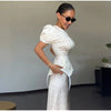 Elegant Women's Printed Waistband Long Dress 3D Flower V-neck Bubble Sleeve Patchwork A-line Dresses Spring Party Robe