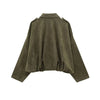 Suede Fabric Women Bomber Jackets Causal Long Sleeve Zipper Loose Coats Cropped Winter Warm Jacket Outwear