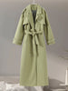 Urban Solid Double Breasted Long Women Coat Loose Full Sleeve Belt Double Breasted Female Jacket Autumn Winter Lady Top