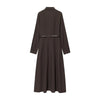 Women Elegant With Belt Long Shirt Dress Front Button Lapel Collar A-line Autumn Dresses Female Vestidos