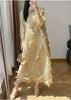 Women's Pleated Dress Elastic Loose Three Quarter Sleeve Stand Collar Dresses With Irregular Pleats2DB8596