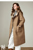 Women Woolen Long Coat Winter Nomadic Style Sheep Wool Plaid Hooded Cow Horn Buckle Female Overcoat