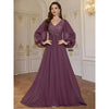 Elegant V-Neck Sequined Chiffon Evening Dress Glittering Formal Gown for Women for Weddings Celebrations Partie