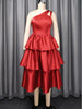 Women Elegant Shiny One Shoulder Ruffle Layered Christmas Party Dresses Date Out Birthday Wedding Guest Event Occasion Gowns