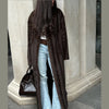 Women Faux Fur Overcoat Chic Lapel Long Sleeve Loose Fluffy Coat Lady Winter Warm Elegant Street Outerwear
