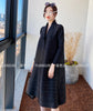 Pleated Triple Button Long Sleeve Lapel Dress Women Spring Korean Causal Elegant Clothes