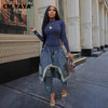 Women Streetwear Ripped Out Hole Denim Pants Fall Autumn Loose Safari Style Cargo Harem Hip Hop Jeans