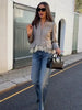 Lace Hem Peplum Suit Jacket Women V-neck Stand Collar Single Breasted Slim Fit Coat Vintage Office Casual Outerwear