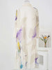 Pleated Print Dress For Women Lapel Single Breasted Loose Long Contrast Color Female Dresses 2DA4600