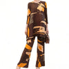 Blue Green Tie-Dye Print Women's Two-piece Set Three-quarter Sleeves A-line Top Wide Leg Pants Spring 2DB7115